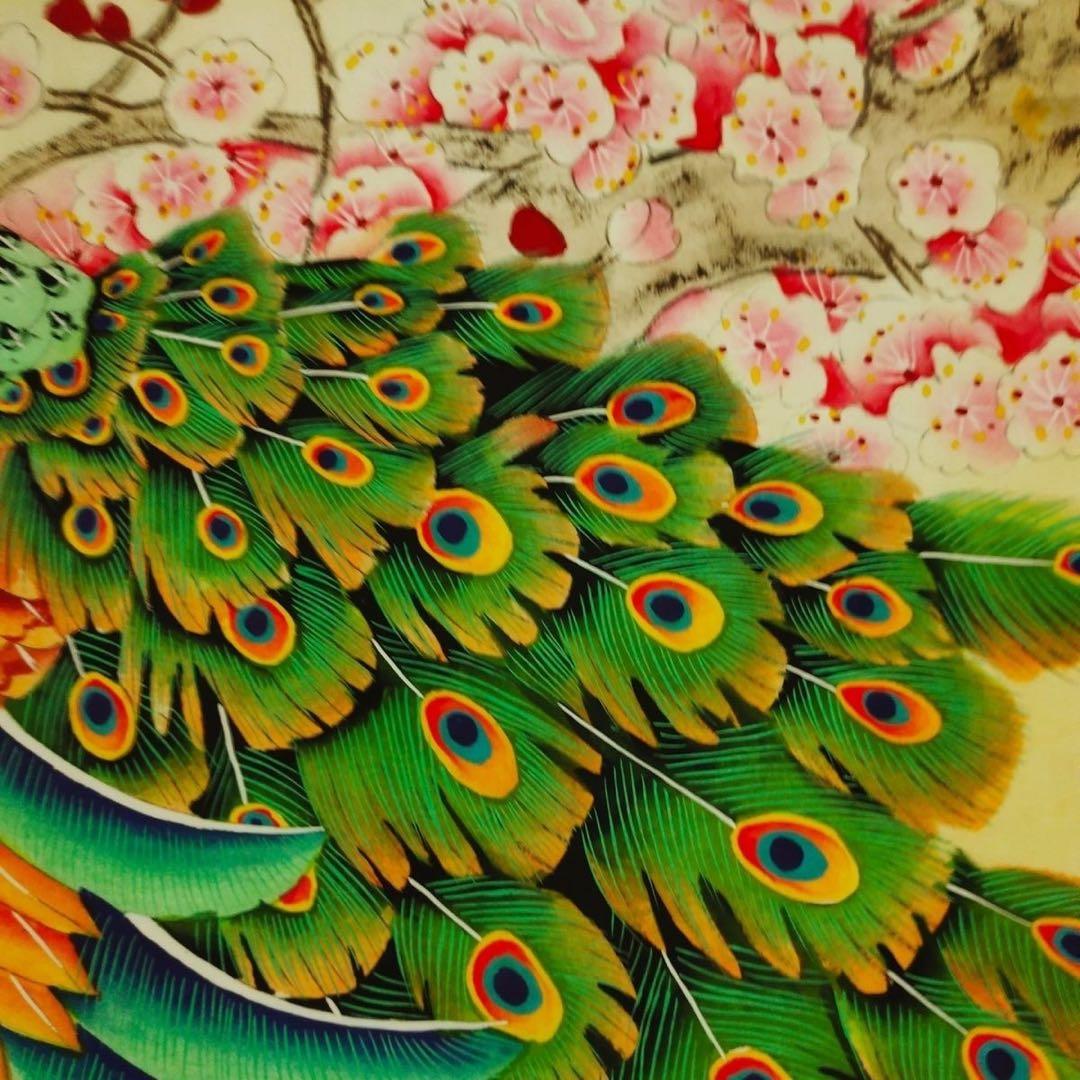 孔雀図 掛軸 168×70cm 花鳥画