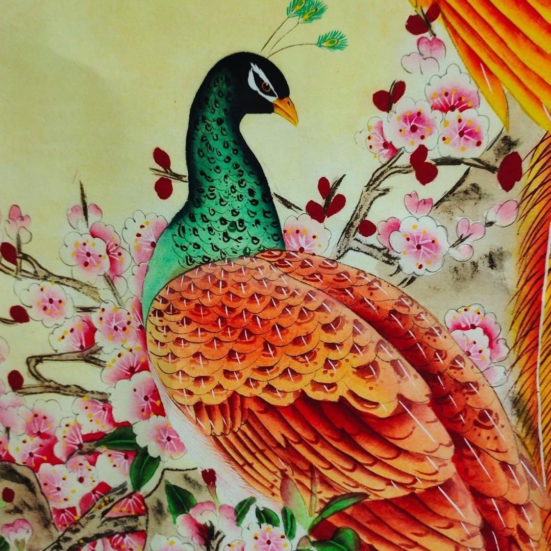 孔雀図 掛軸 168×70cm 花鳥画