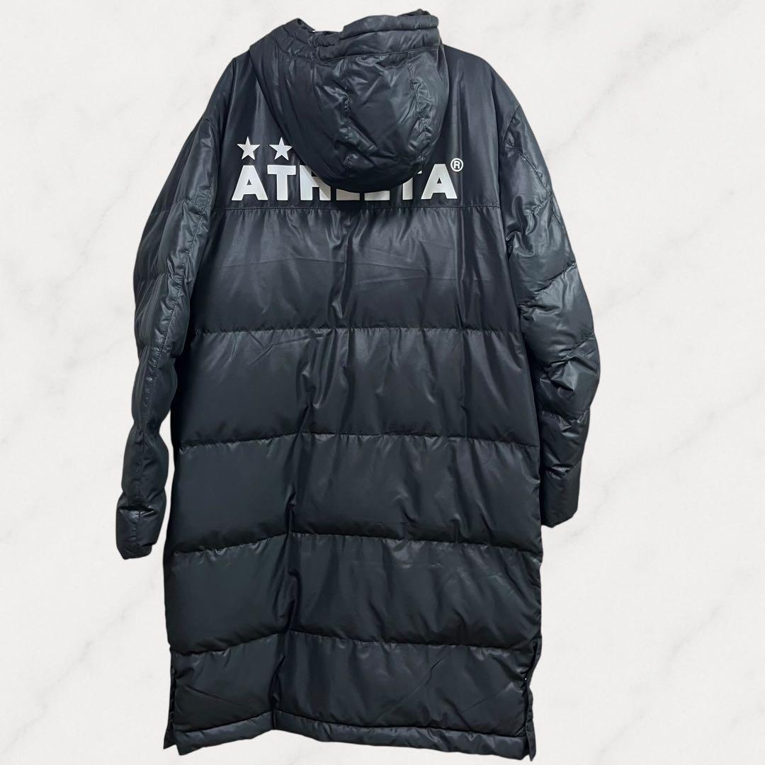 S☆ATHLETA ベンチコート 黒 Lサイズサッカーフットサルフード付き