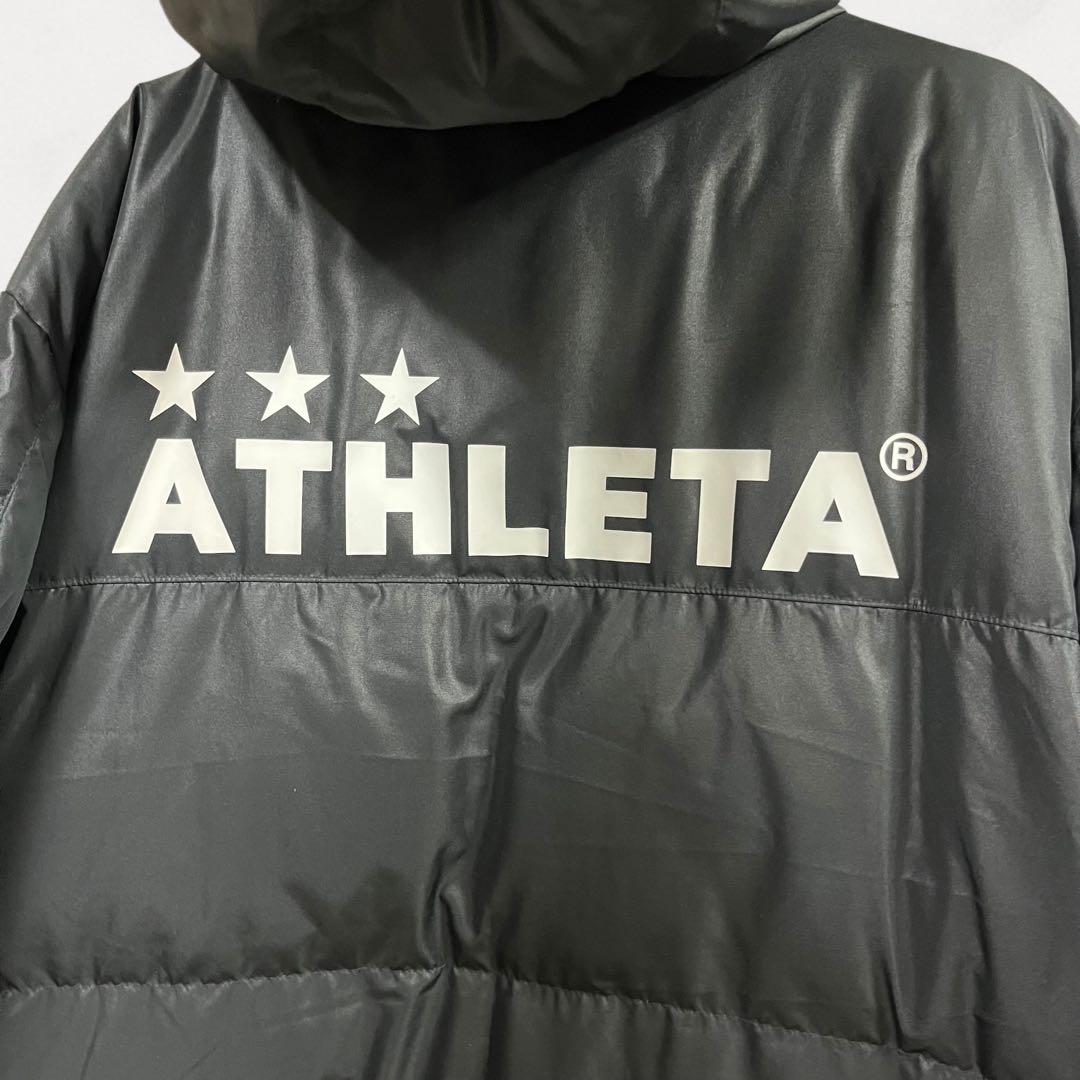 S☆ATHLETA ベンチコート 黒 Lサイズサッカーフットサルフード付き