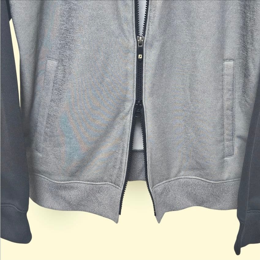 美品 FOOT JOY メンズ トラックジャケット L グレー×黒 Wジップ