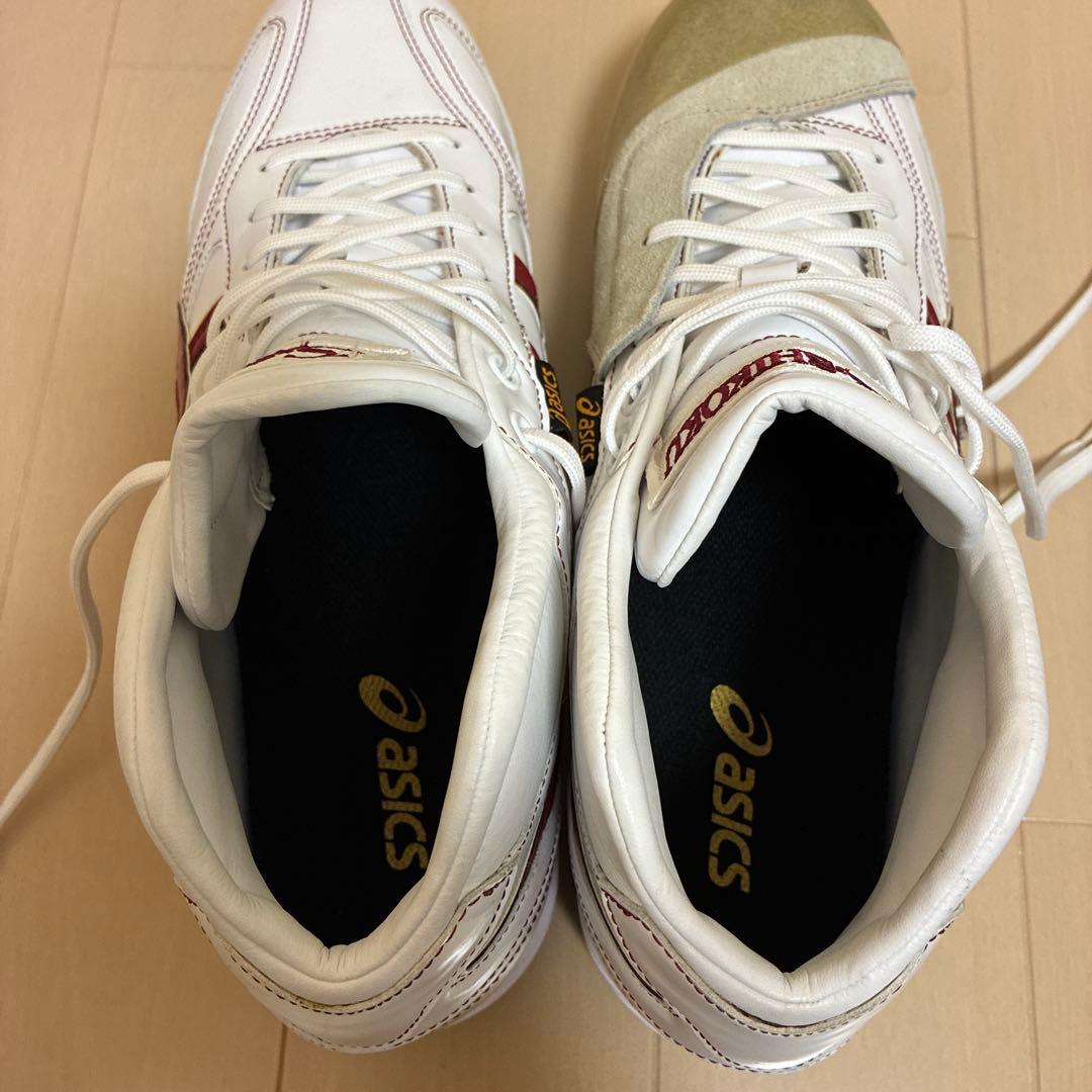 ASICS GOLDSTAGE スパイク ホワイト/レッド超強力Ｐ革付29.0㎝