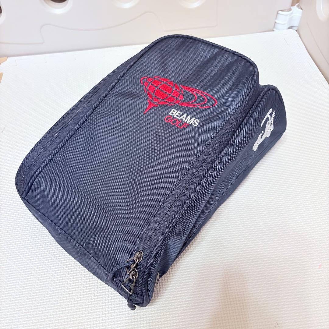 【美品】BEAMS GOLF/ビームスゴルフ　シューズケース　ネイビー　刺繍