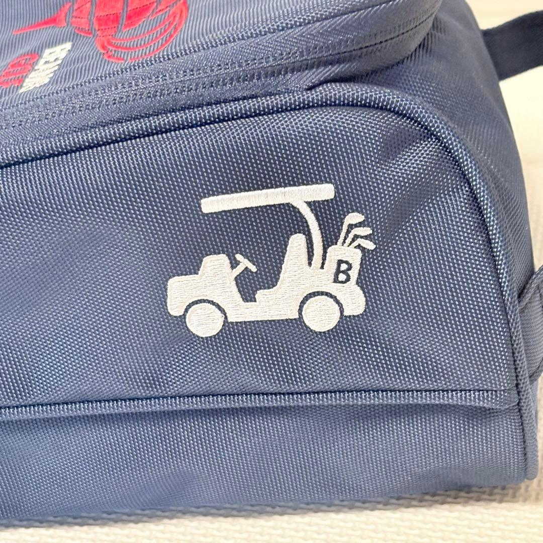 【美品】BEAMS GOLF/ビームスゴルフ　シューズケース　ネイビー　刺繍