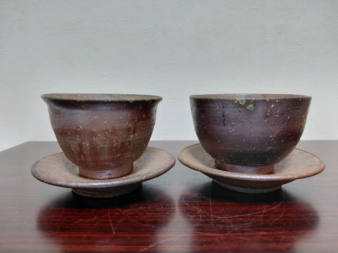 備前焼コラボ 煎茶碗2客 茶托付 水注 茶道具 煎茶道具