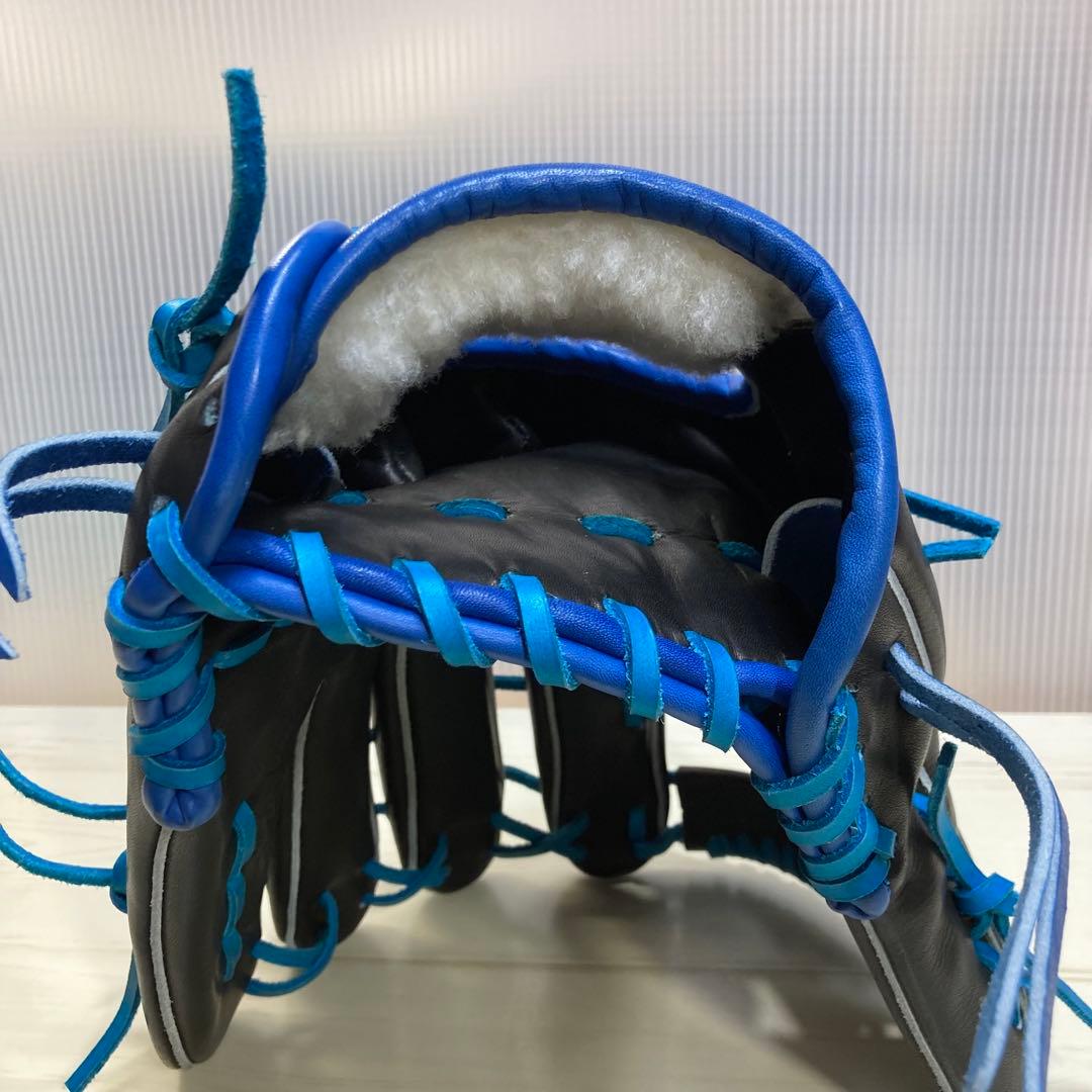 【未使用】硬式グローブ　オーダー　ハイゴールド　外野手　青×黒