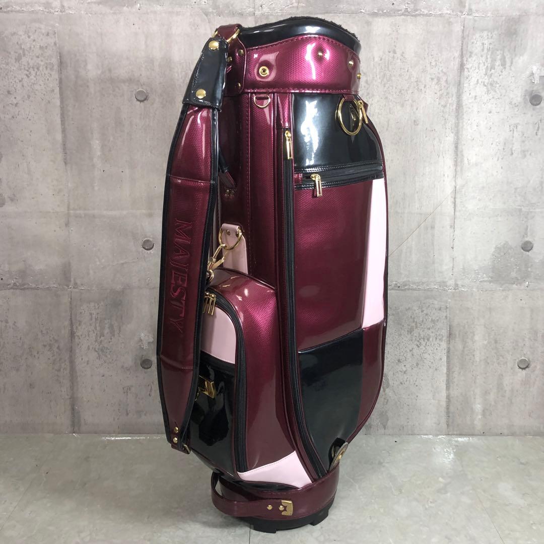 MAJESTY　キャディバッグ　カート式　エナメル素材　ワインレッド系　5分割