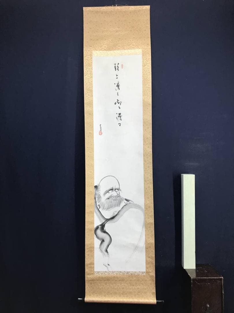 【真作】桂堂/達磨画賛/ダルマ図/人物図/掛軸/名家伝来/AD-53
