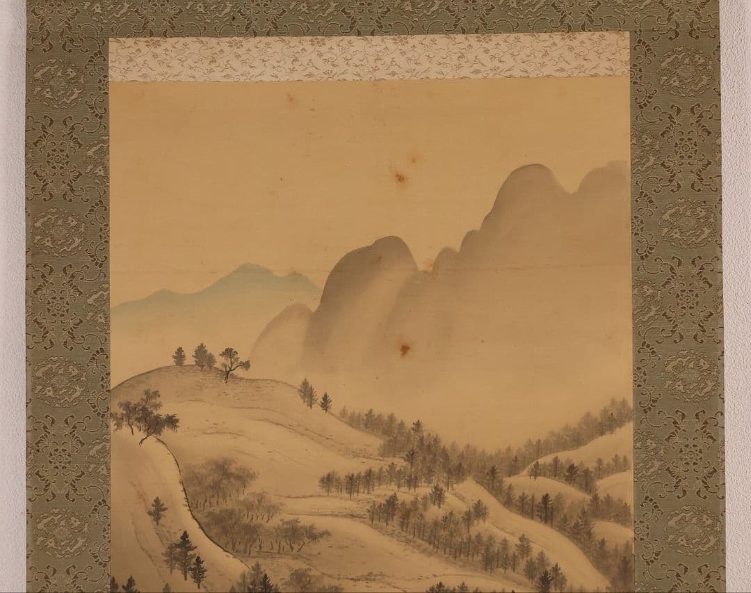 【模写】寺崎廣業(広業) 春秋山水図 絹本 双幅 掛軸 鳥谷幡山極書 MB237