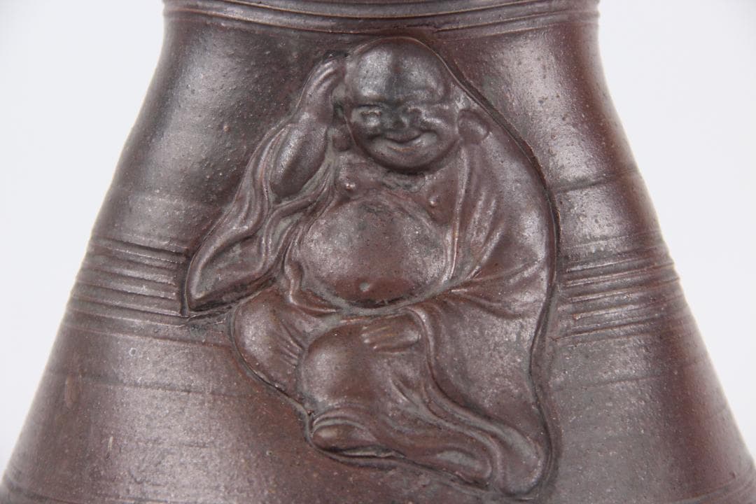 備前焼 人物細工徳利 酒器 花器 飾り壺　吉銘有り花器　花入　 ED11-29