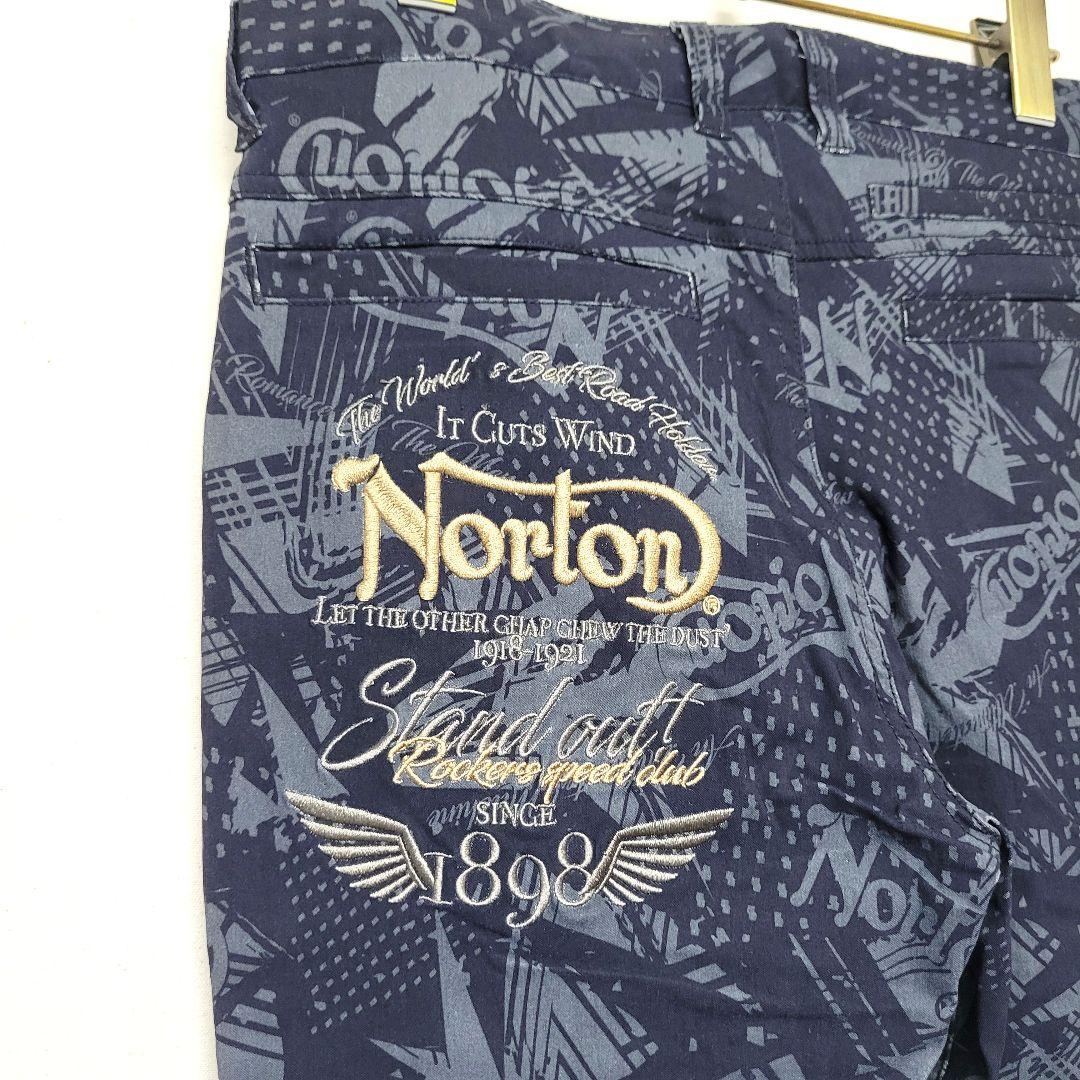【新品】Norton Golf 吸水速乾 総柄 刺繍入り ストレッチ パンツ L