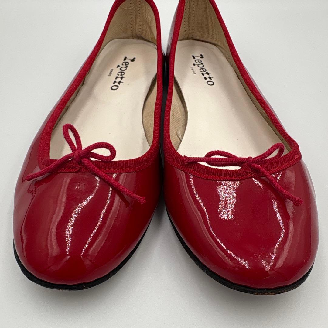 レペット Repetto エナメル フラットパンプス【39】24.5cm レッド