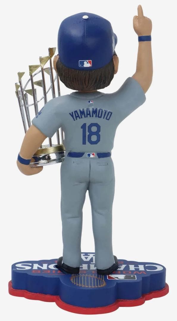 【2024体限定】山本由伸 ドジャース バブルヘッド 世界一トロフィー付き