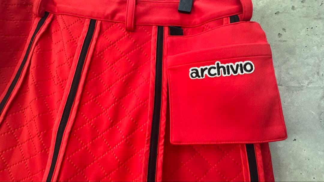 アルチビオarchivio赤いキルティングAラインスカート40