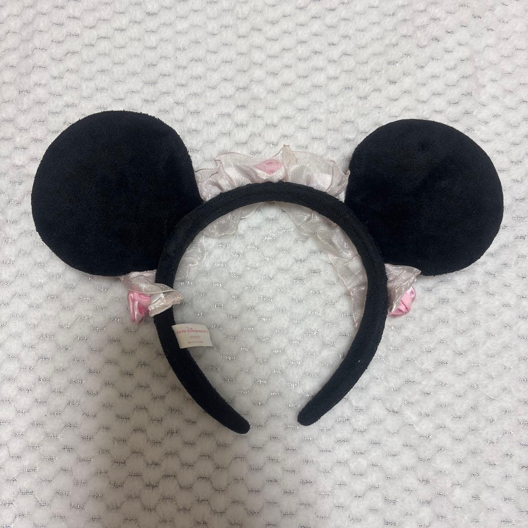 ディズニー　ミニー　カチューシャ　薔薇　フリル　レース　ピンク　お花　花飾り