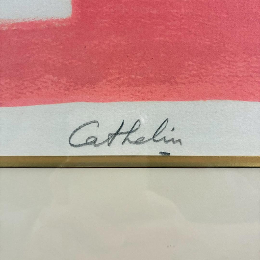 美品 ベルナール・カトラン「ピンクのテーブルの赤い花束」リトグラフ 直筆サイン入