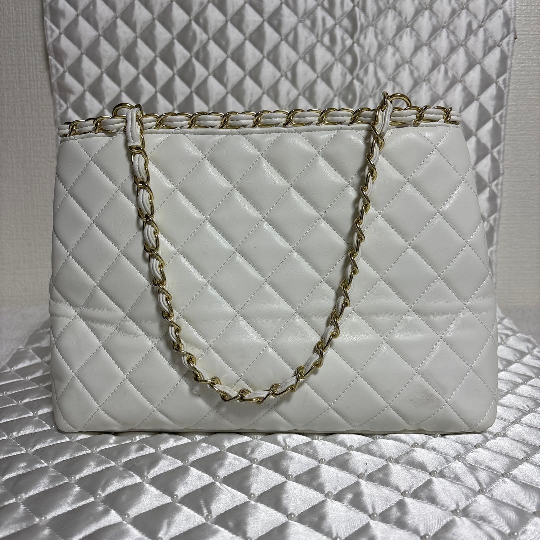 used CHANELシャネル ノベルティ チェーン トートバッグ ホワイト
