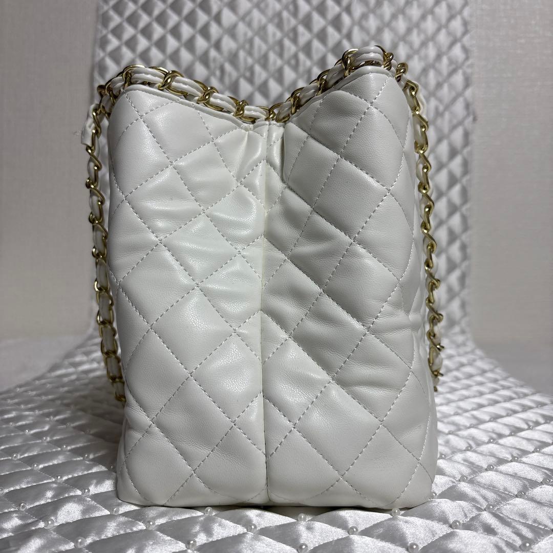 used CHANELシャネル ノベルティ チェーン トートバッグ ホワイト