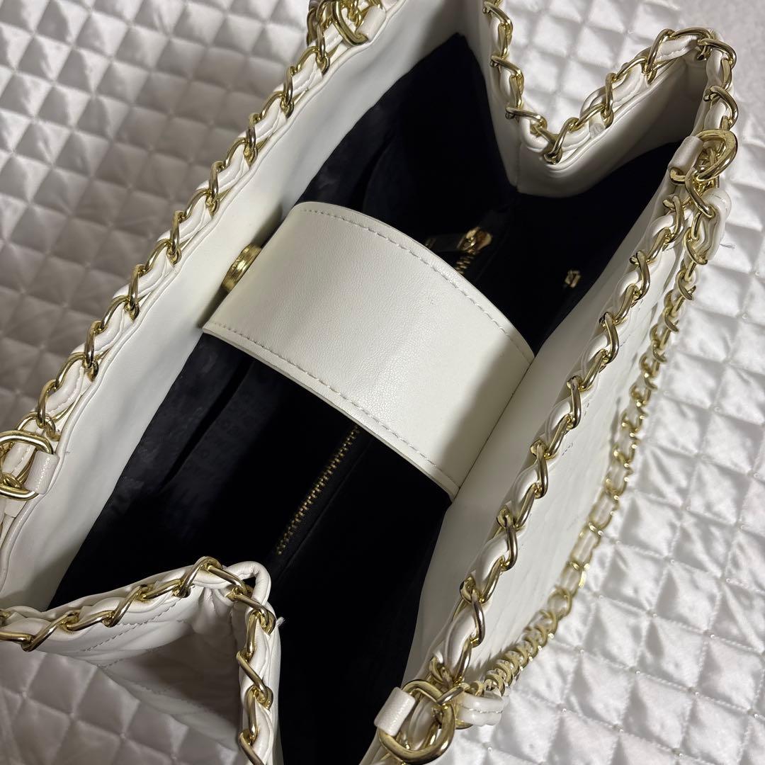 used CHANELシャネル ノベルティ チェーン トートバッグ ホワイト