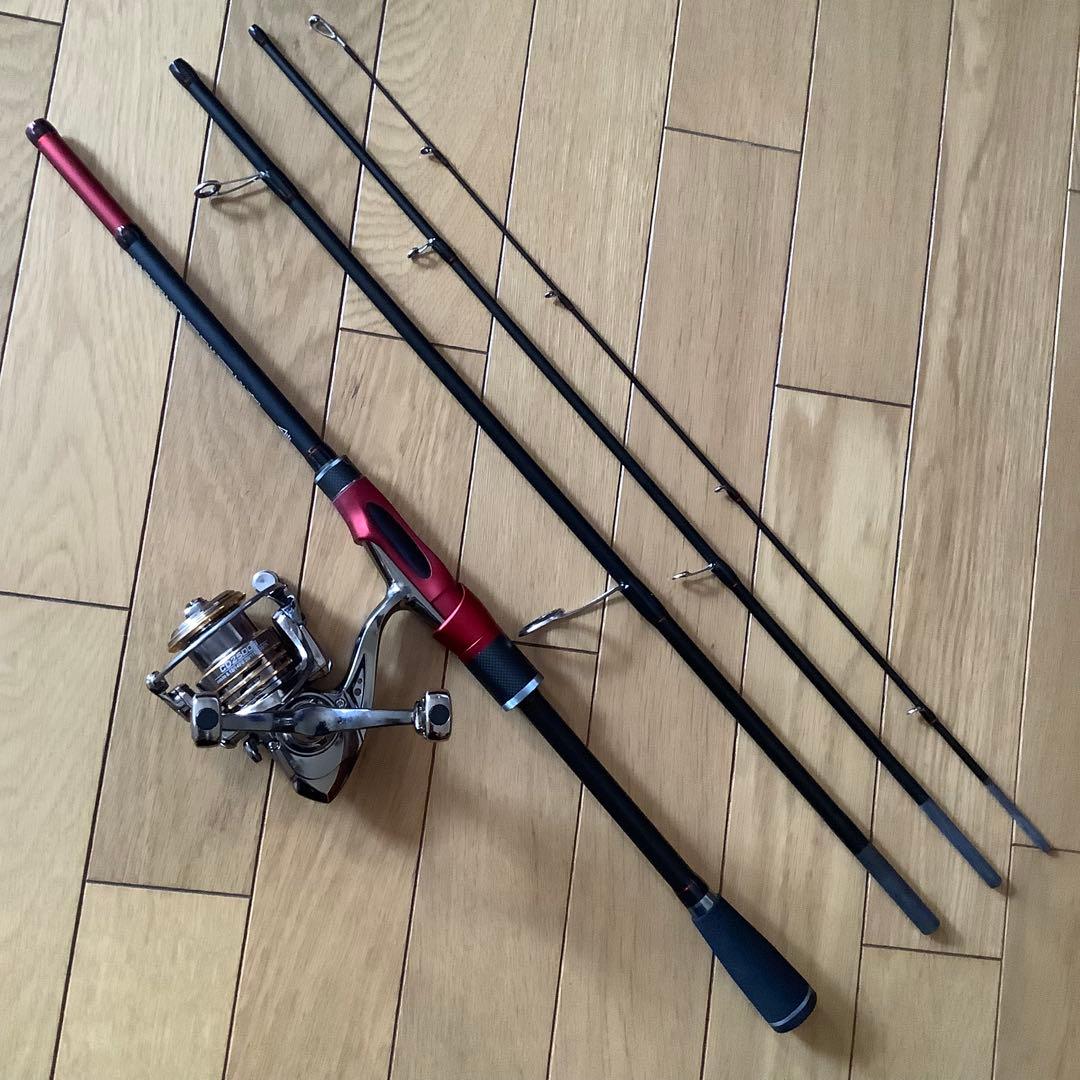 PE0.8号付き4ピース7ftスピニングロッド&スピニングリール2500番