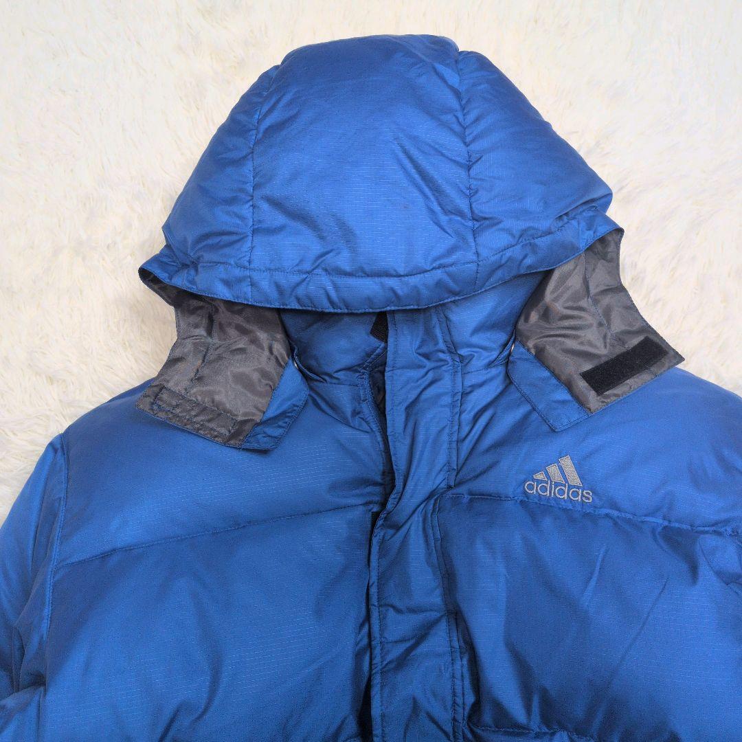美品 adidas アディダス ダウン ベンチコート　ロング ブルー Lサイズ