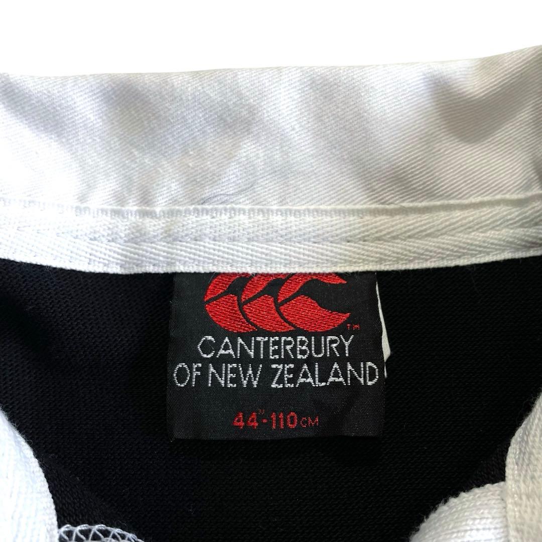 90s CANTERBURY ALL BLACKS ラガーシャツ 黒 白 刺繍