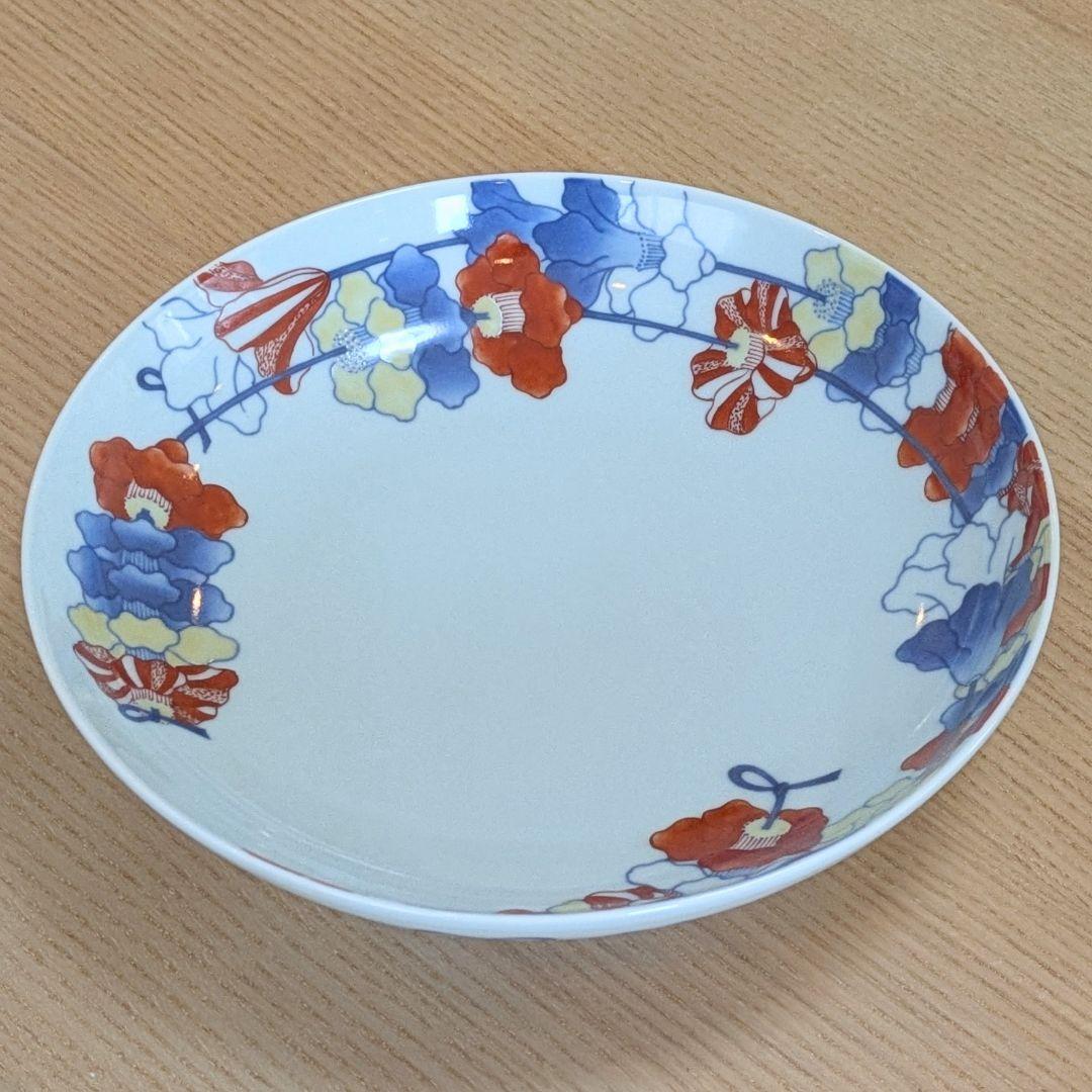 鍋島色絵椿繋文七寸皿　佐賀県　旧家　蔵出し品