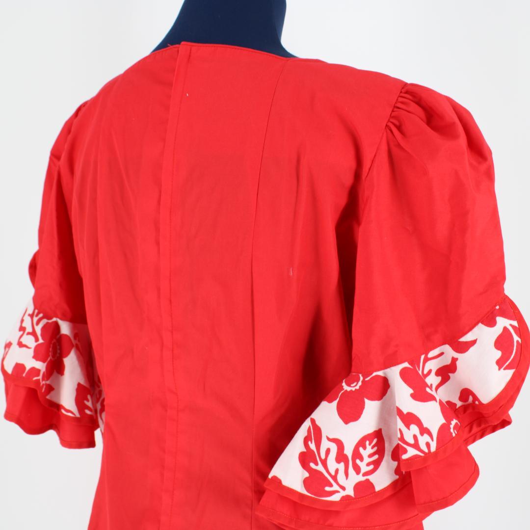 【美品 フラダンス衣装】レッド MENEHUNE PLANTETION ドレス