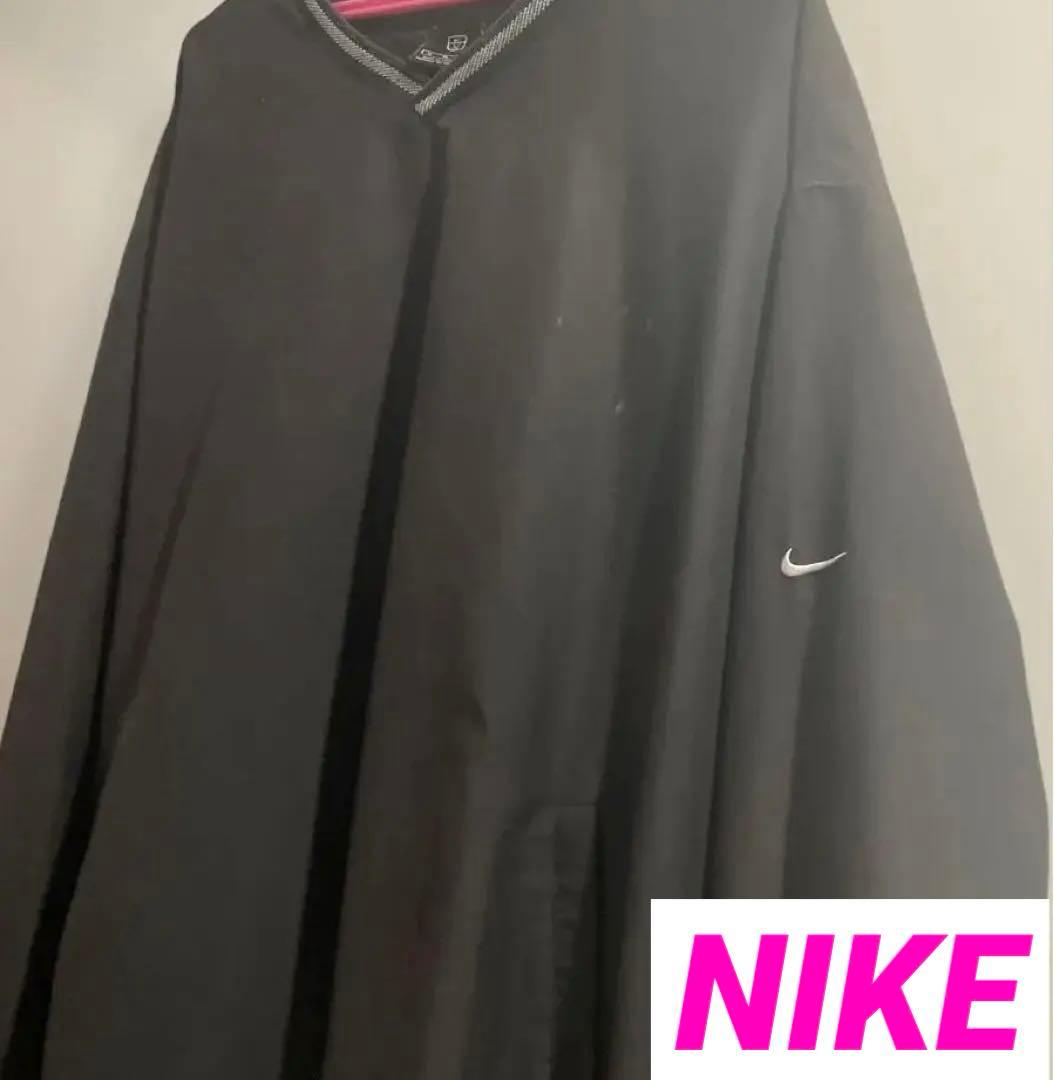 90s NIKE ナイキ ゴルフ プルオーバー 黒 XL テック ゆるだぼ 刺繍