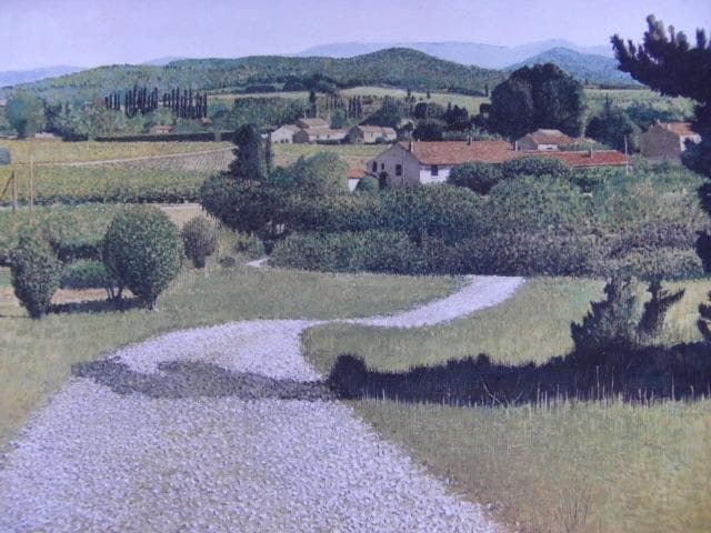 小泉正彦、【白い道　夏の南プロヴァンス】、希少な画集画