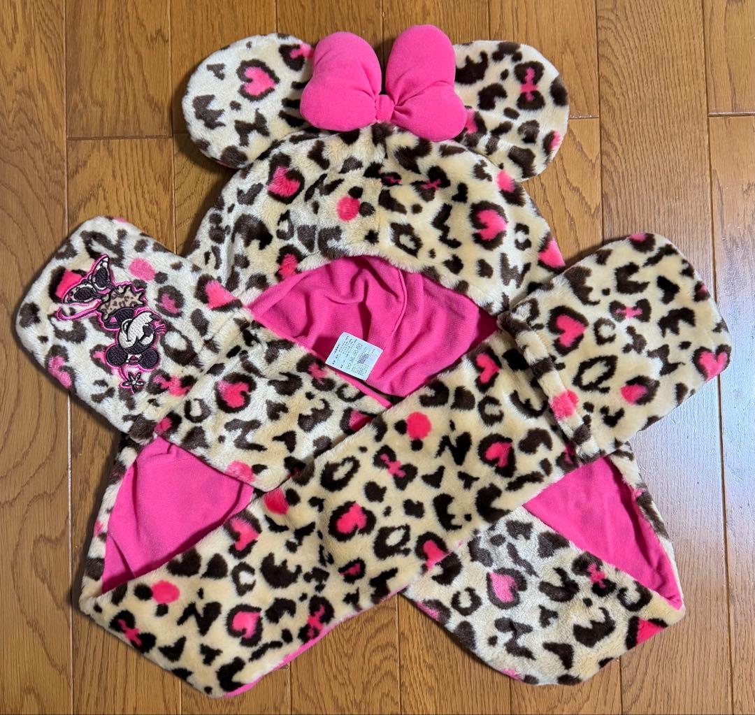 ディズニー ミニー ヒョウ柄 マフラーキャップ ファンキャップ