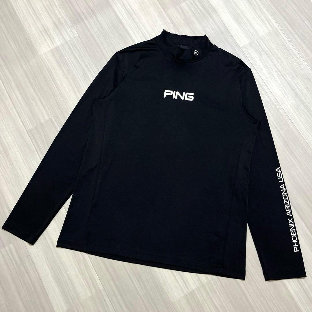 美品★PING★2023 長袖モックネックシャツ　メンズ　LL 黒