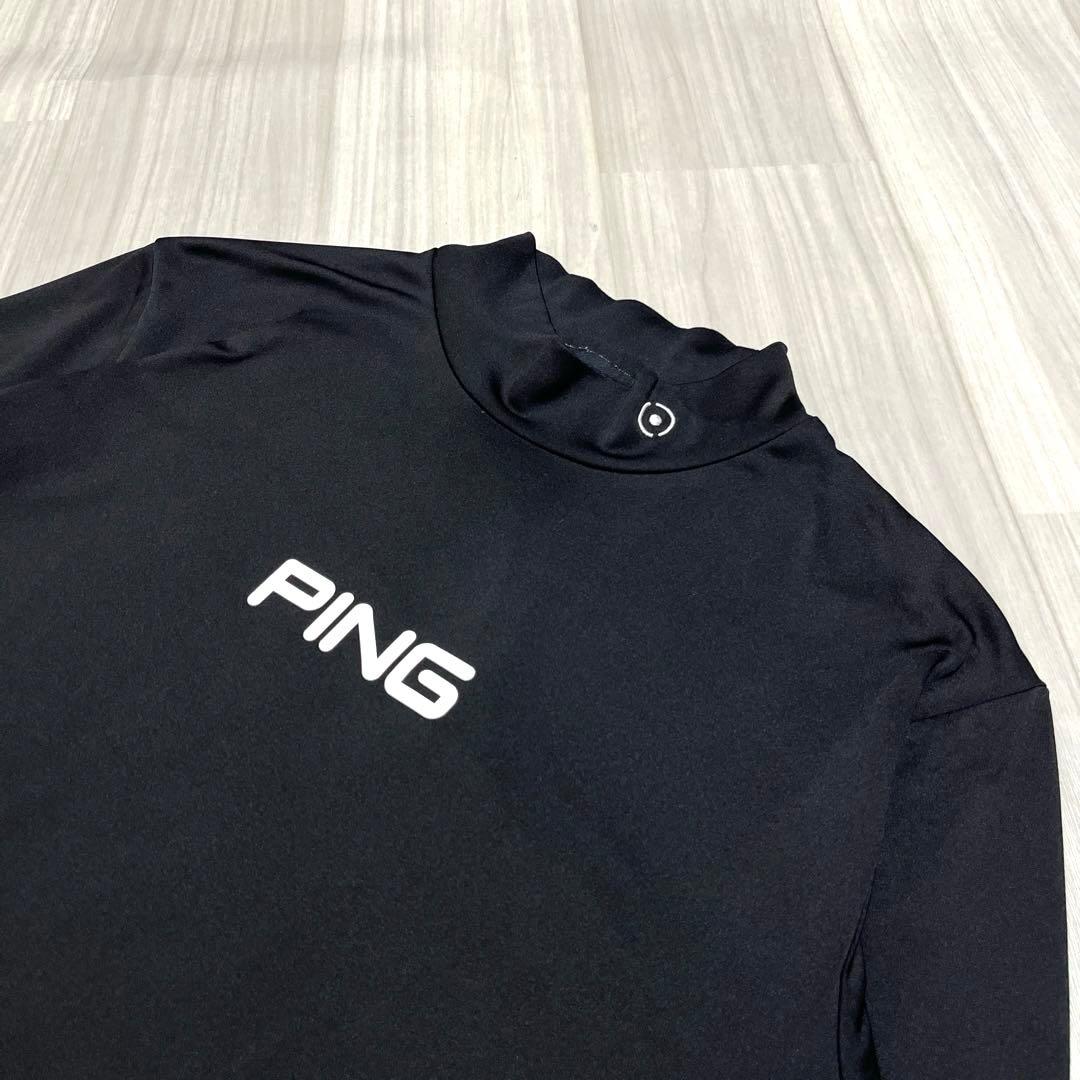 美品★PING★2023 長袖モックネックシャツ　メンズ　LL 黒