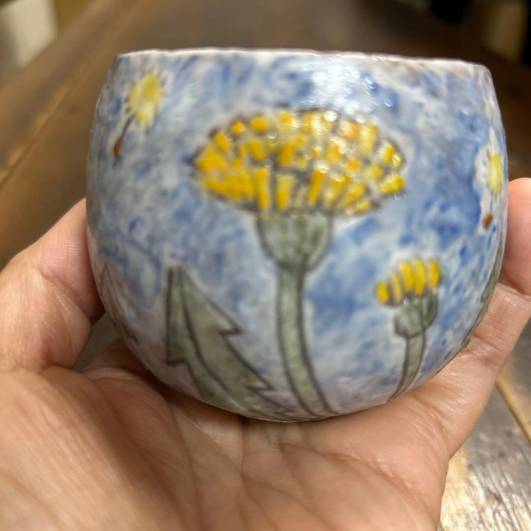作家　陶芸作家　小物入れ　蓋物　うさぎとたんぽぽ　1点もの