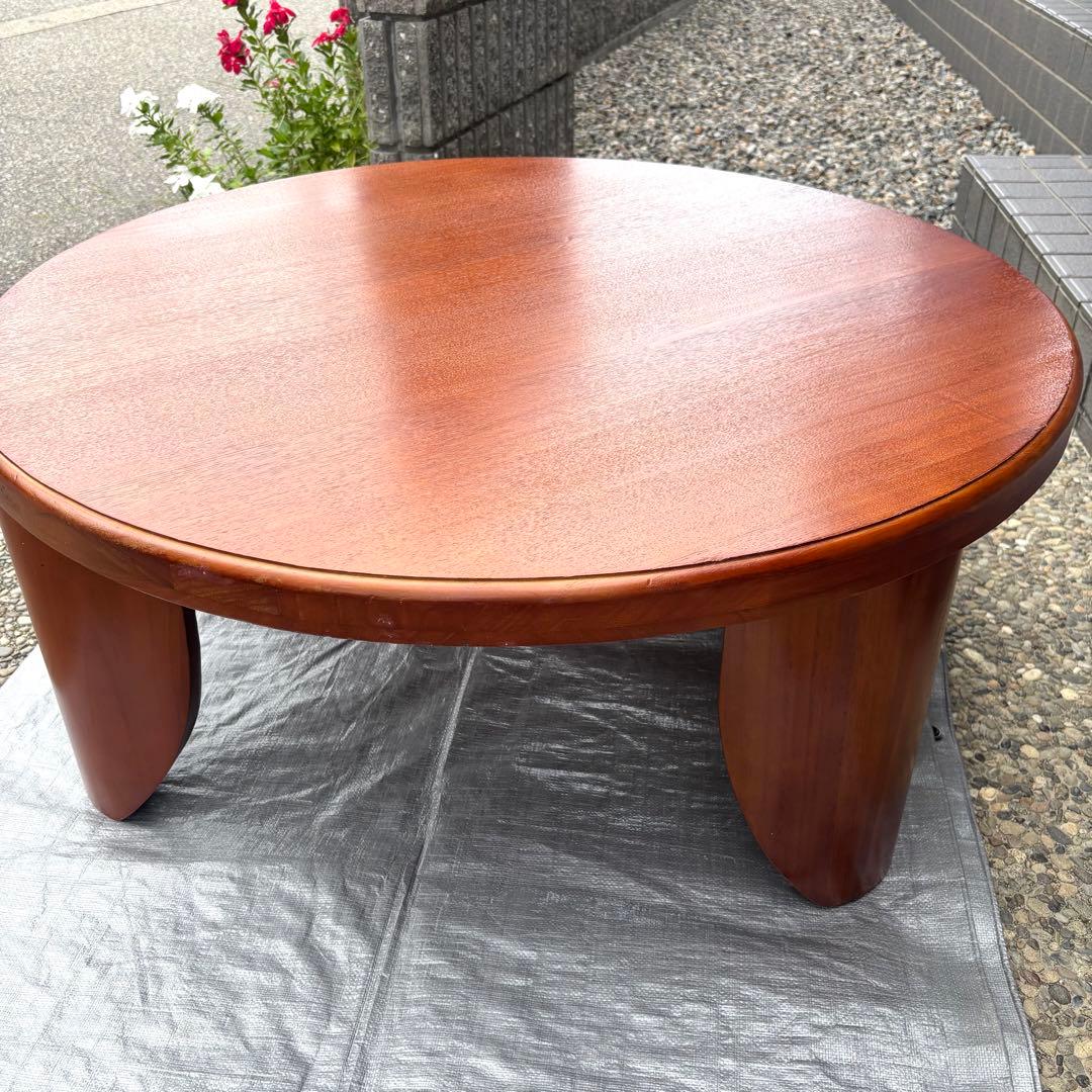 【良品】昭和レトロ 木製円卓 折りたたみテーブル ちゃぶ台 ラウンドテーブル