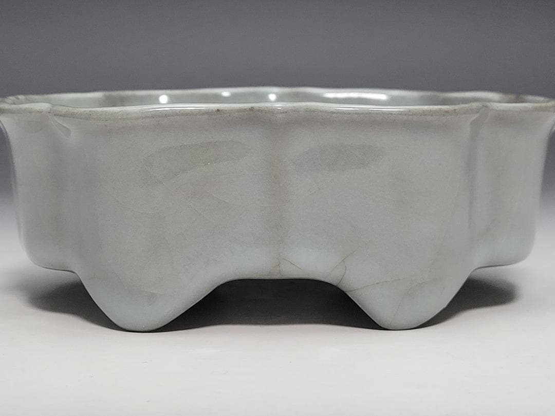青磁 曇型 四足 筆洗 宋元時代 幅約13.2cm