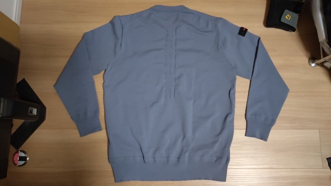 美品■BRIEFING ニット CREW NECK KNIT/L/グレー
