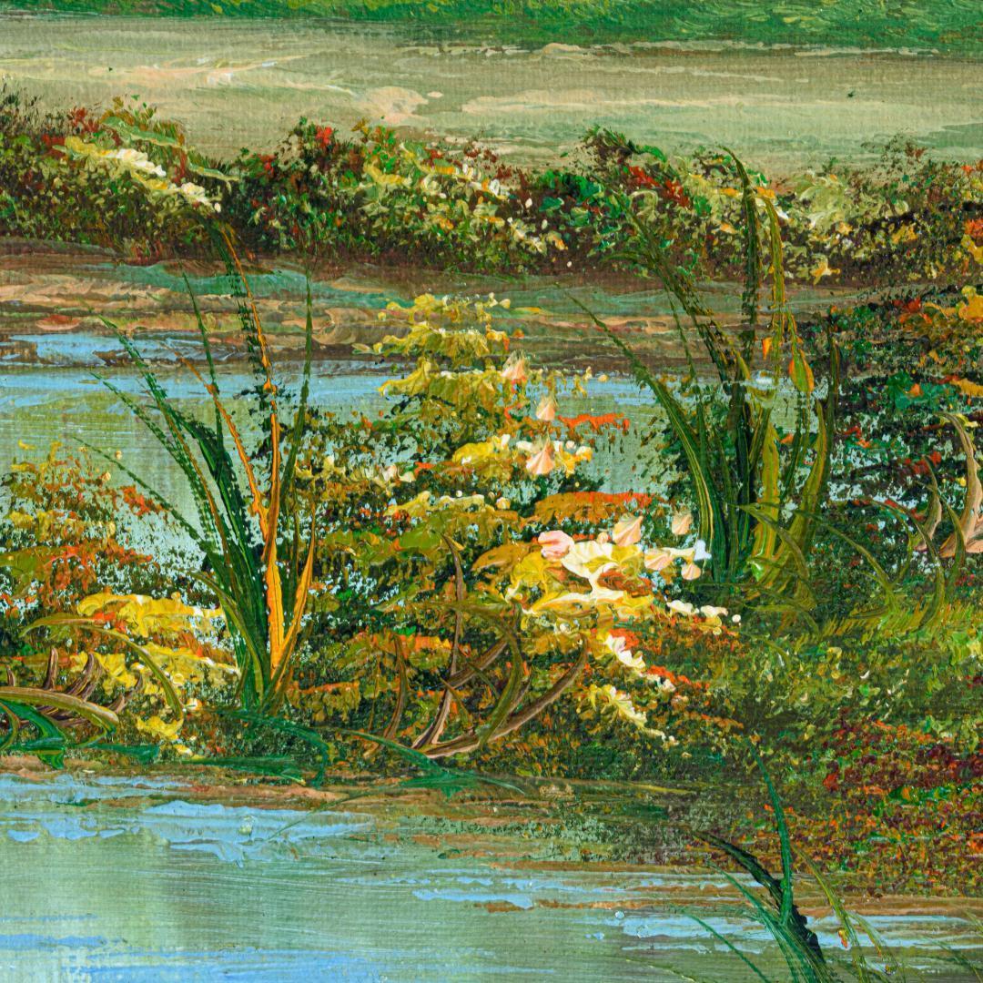 油絵　20号　バルビゾンの風景　豪華額縁付　肉筆　外寸約872mm×648mm