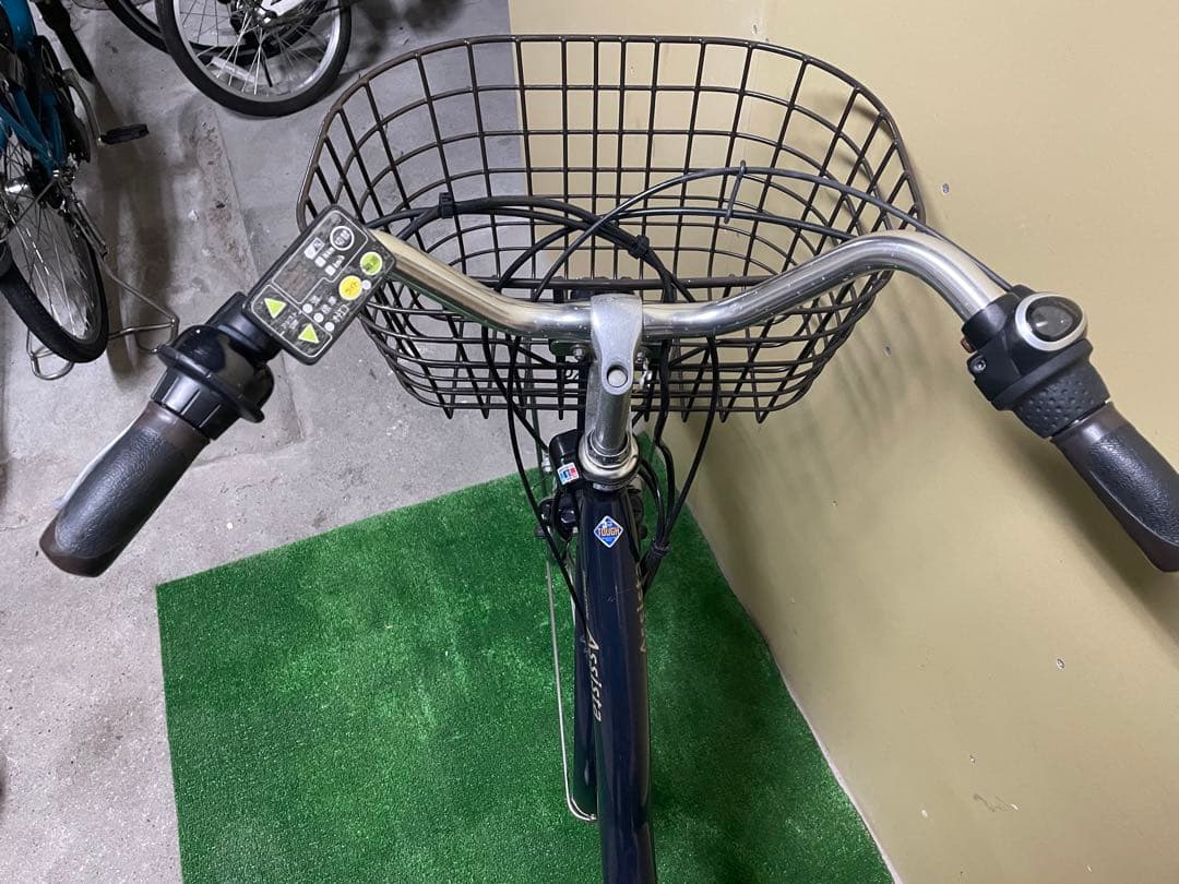 電動アシスト自転車 ネイビー 前バスケット付き
