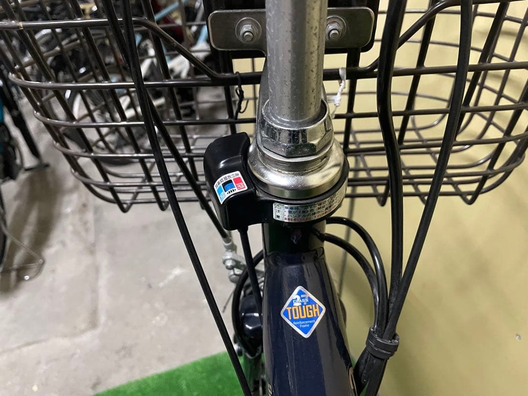 電動アシスト自転車 ネイビー 前バスケット付き