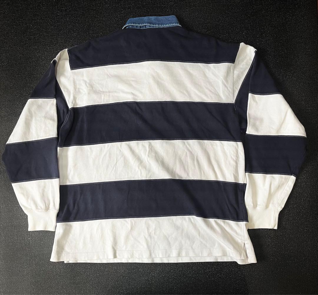 90s POLO SPORT ラガーシャツ ボーダー　紺×白 サイズM