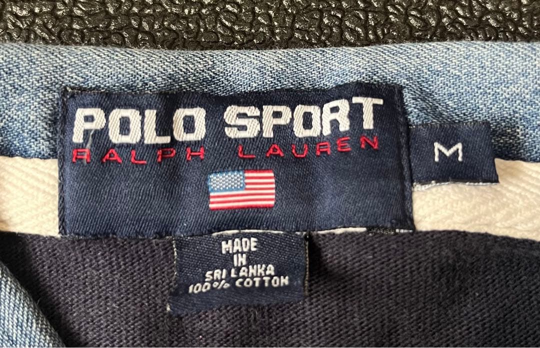 90s POLO SPORT ラガーシャツ ボーダー　紺×白 サイズM