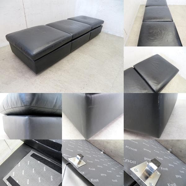 美品■Knoll■チャールズ・フィスター■総革■ベンチソファ■オットマン■3P■