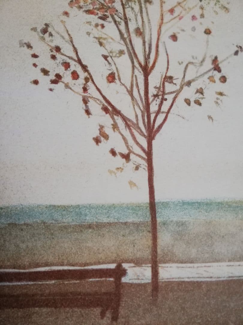 アート743　「浜辺(サンフランシスコ)」　チェコのリトグラフ(石版画)