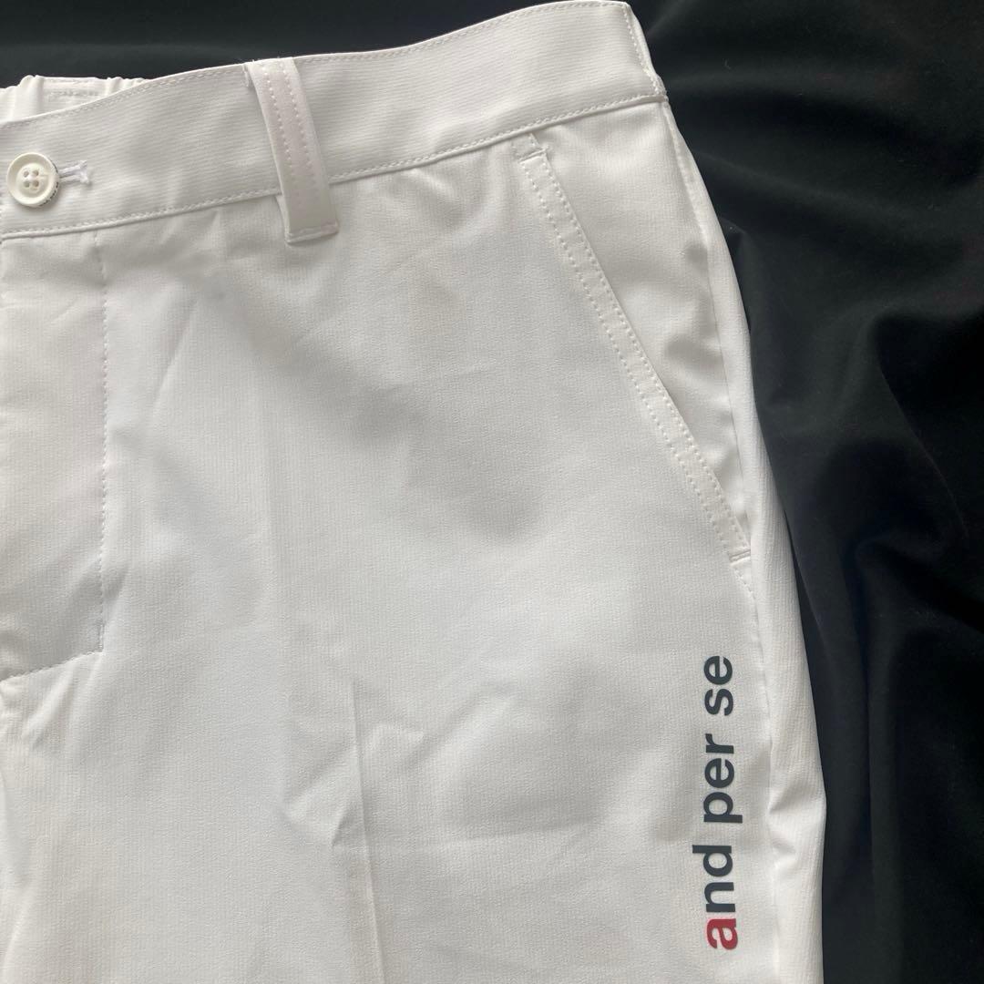 and per se アンパスィ　ストレッチ　ゴルフパンツ　ホワイト　薄手　LL