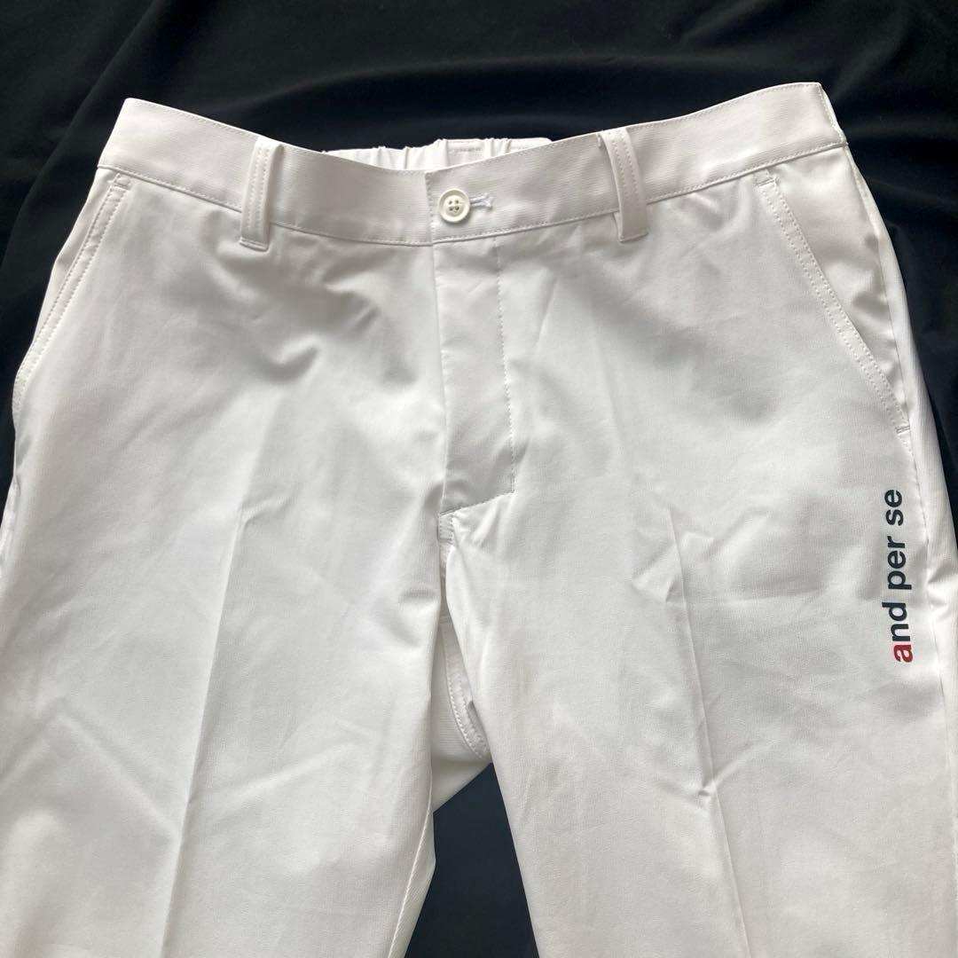 and per se アンパスィ　ストレッチ　ゴルフパンツ　ホワイト　薄手　LL