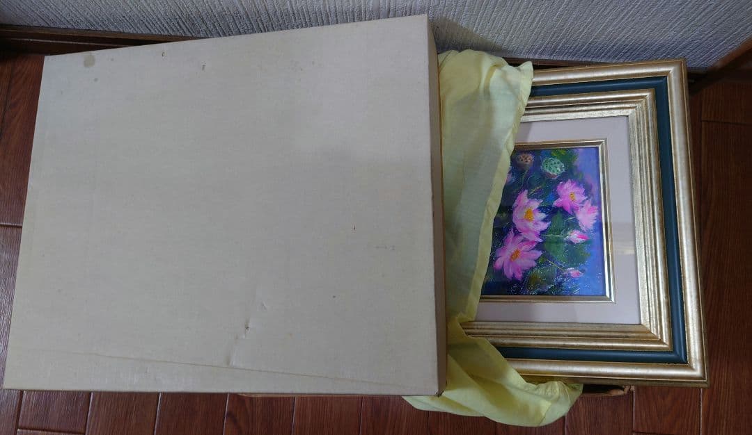 清水 亟典 「蓮の花」真筆 絵画 油絵 油彩 真作