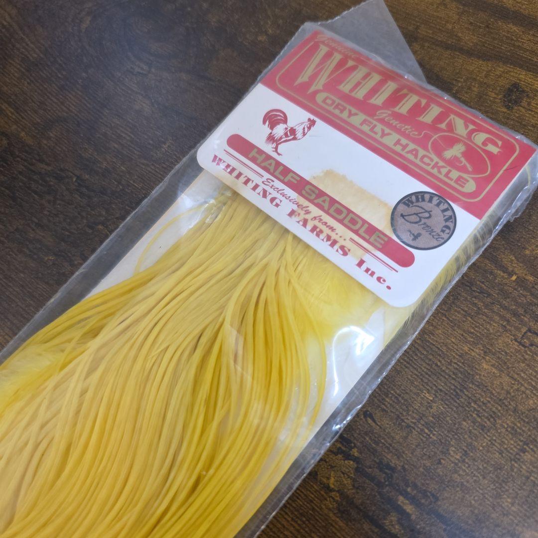 Whiting half saddle ハックル　ホワイトペールイエロー