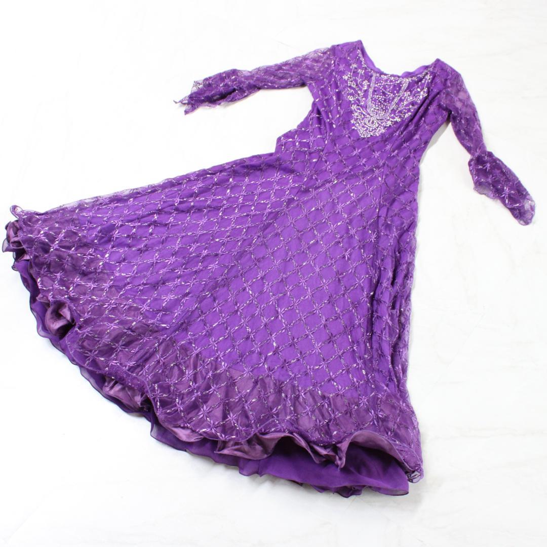 【美品 社交ダンス衣装】ワンピース ドレス prima boutique 紫
