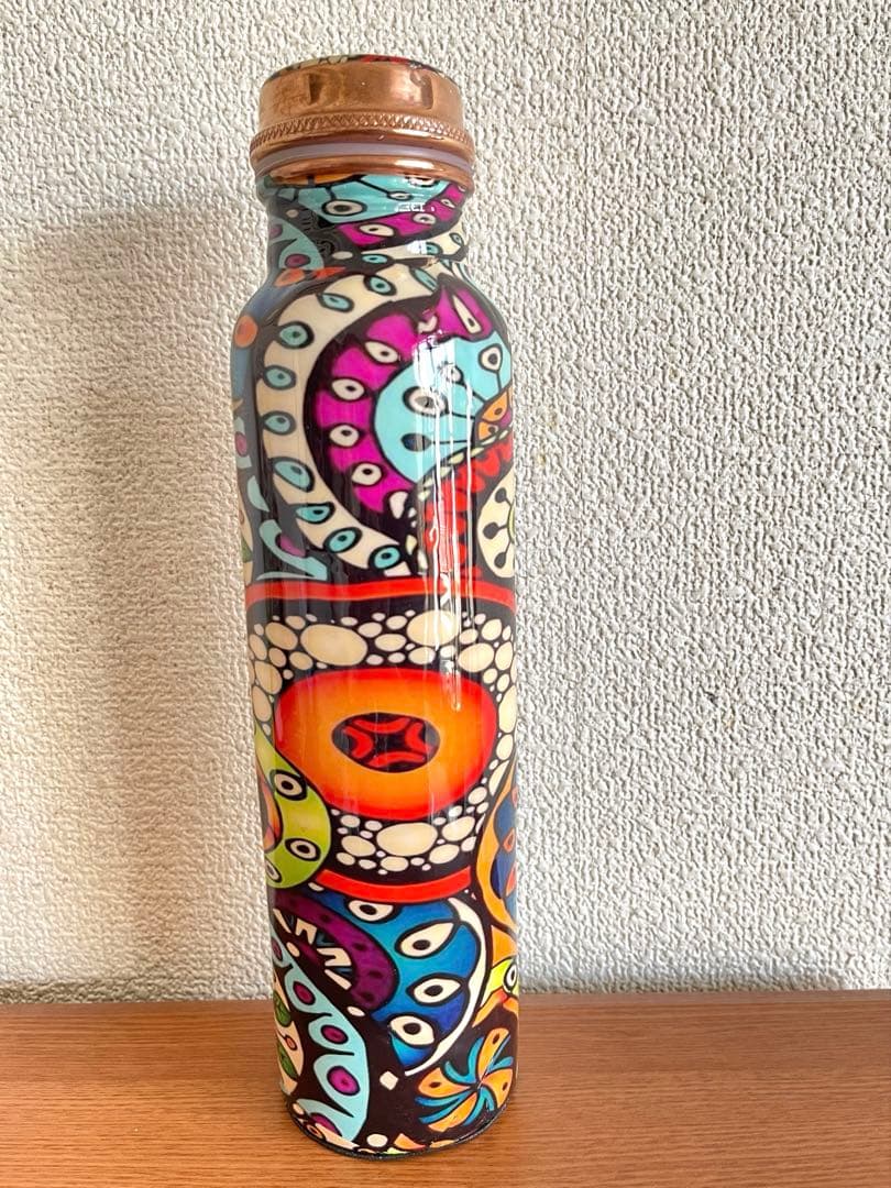 カラフルなマンダラ柄銅製ウォーターボトルヨガ水筒950ml FCB13